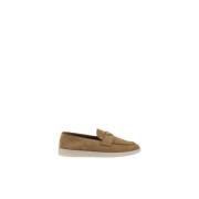 Prada Mocka Almond Toe Loafers med Kontrasterande Sula Beige, Herr