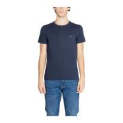 Emporio Armani Blå Enkel Rund Hals T-shirt Blue, Herr