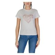 Guess Hjärta Rhinestone Casual Tee White, Dam