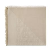 Max Mara Silk och bomullsjacquard sjal Beige, Dam