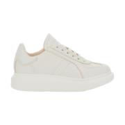 Alexander McQueen Vita Logo Patch Läder Sneakers Kvinna White, Dam