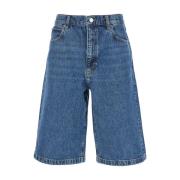 Frame Blå Denim Boy Shorts med Bälte Blue, Dam