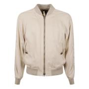 Tom Ford Hazed Gabardine Bomber Coat White, Herr