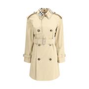 Burberry Rutig Krage Trench Coat Modell 80455641 Beige, Dam