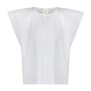 Alysi Poplin Blus med Korta ärmar White, Dam