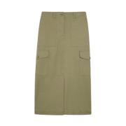 Max Mara Canvas Bomull Calais Kjol Salvia Green, Dam