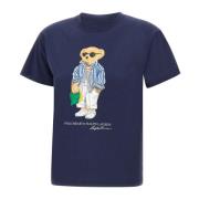 Polo Ralph Lauren Klassisk Bomull T-shirt med Bear Logo Blue, Dam