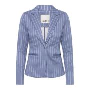 ICHI Blå Pinstripe Blazer Jacka Blue, Dam