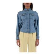 Elisabetta Franchi Denimblus med peplum Blue, Dam