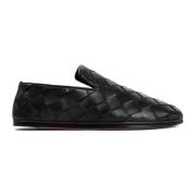 Bottega Veneta Svarta Läder Söndagsslippers Black, Herr