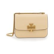 Tory Burch Eleanor Vit Crossbody Väska med Logotyp Beige, Dam