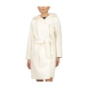 Max Mara Studio Vit Ull Kort Huva Kappa White, Dam