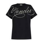 Moncler Marinblå SS T-shirt Stil 778 Black, Dam