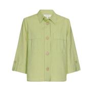 Marie Méro Safari Stil Linne-Bomull Blus Jacka Green, Dam