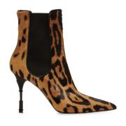 Balmain Moneta leopardmönstrade läder ankelboots Multicolor, Dam