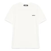 BARROW Vit Crew Neck T-shirt med Bear Print White, Herr