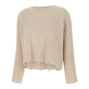 KAOS Angora Cream Sweater med Cable Weave Beige, Dam