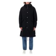 A.P.C. Svart Bomull Huva Parkas Jacka Black, Herr