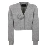 ROTATE Birger Christensen V-ringad Cropped Cardigan Gray, Dam