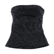 ROTATE Birger Christensen Zebra Denim Top 256 Washed Black, Dam