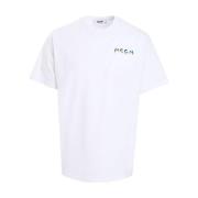 MSGM Vit Logotyp Tryck Crew Neck T-shirt White, Herr