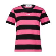 MSGM Randig Logotyp T-shirt Pink, Dam