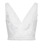 Alberta Ferretti Vit Blommig Crop Top White, Dam