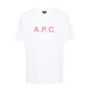 A.P.C. Logo Print Crew Neck T-shirts White, Herr