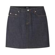 A.P.C. Denim Minikjol med Indigo Kant Blue, Dam