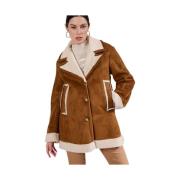 KAOS Kort Faux Shearling Jacka Brun Brown, Dam