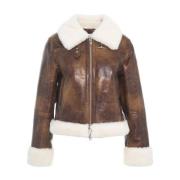 STAND STUDIO Lyxig Faux Fur Shearling Jacka Brown, Dam