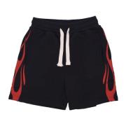 VISION OF SUPER Flames Print Svart/Röda Shorts Black, Herr