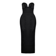 MONOT Svart Strapless Sweetheart Neckline Klänning Black, Dam