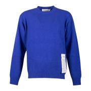 AMARÁNTO Blå Crew Neck Ull Kashmir Tröja Blue, Herr