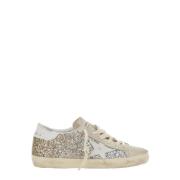 Golden Goose Metallic Rhinestoned Low Top Sneakers Gray, Dam