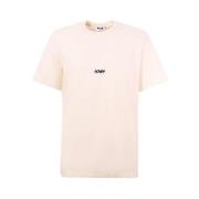 MSGM Vit Crew-neck T-shirt med Cursive Logo White, Herr