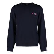 A.P.C. Multifärgad Logo Ulltröja Blue, Herr