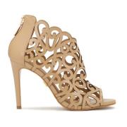 Kazar Beige peep toe stövlar med urklippt ovandel Beige, Dam