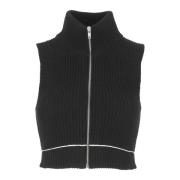 MM6 Maison Margiela Svart Bomullsgilet med Dragkedja Black, Dam