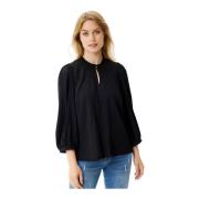 IN FRONT Strukturerad Tove Blouse i Svart Black, Dam