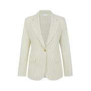 P.A.R.O.S.H. Vit Pinstripe Ull Blazer White, Dam