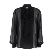 P.A.R.O.S.H. Svart Blus Skjorta Elegant Stilfull Black, Dam