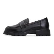 Cesare Gaspari Läderblockklackloafers Black, Dam