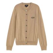 A.P.C. Stickad kofta i mjuk ullmix Beige, Dam