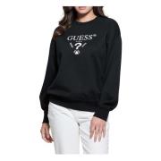 Guess Roberta Sweatshirt med dekorativt logotyptryck Black, Dam