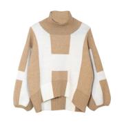 HÉST Stickad turtlenecktröja Beige, Dam