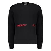 AMBUSH Broderad bomulls sweatshirt med ribbade kanter Black, Herr