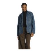 SOEUR Blå Denim Blazer Jacka Blue, Dam