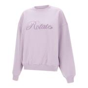 ROTATE Birger Christensen Lila Bomulls Sweatshirt med Logotypbroderi P...