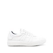 ZILLI Vita Läder Elegant Stängda Platta Sneakers White, Herr